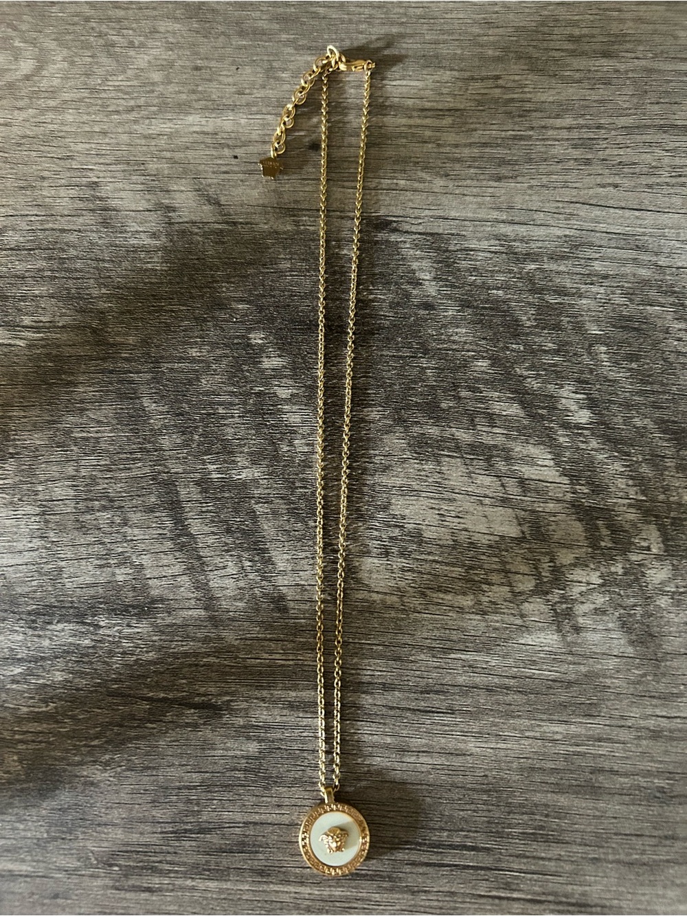 Versace Medusa head round Gold-White Disc Pendant Necklace